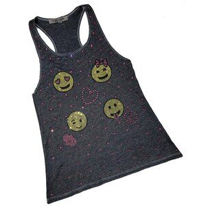 Love Emos Embellished Girl's Gray Tunic Tank